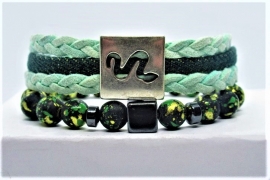 Drip-art & hematiet Bracelt geel - groen