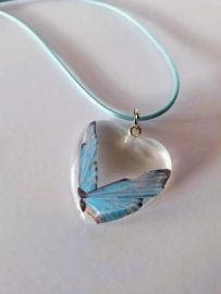 Blauwe vlinder ketting