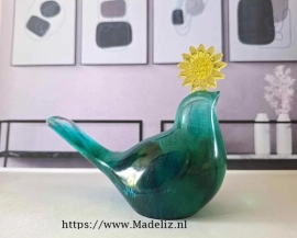Decoratie vogeltje - groen tinten