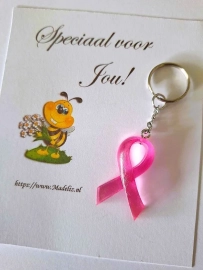 Pink Ribbon strik sleutelhanger